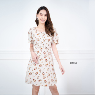 AMILA Dress AM-D1034 พีชสกิน แขนสั้น IGPU22-9