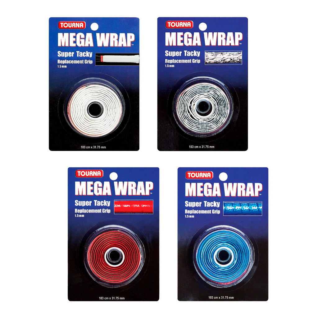 Tourna เทปพันด้าม/กริ๊ปพันด้ามไม้เทนนิสด้านใน Mega Wrap 1.5mm Replacement Grip Tape Racket Tennis (4