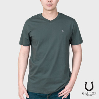 GALLOP : เสื้อยืดคอวี BASIC Tees (V-necked) รุ่น GBT9001 สีเทาชาโคล