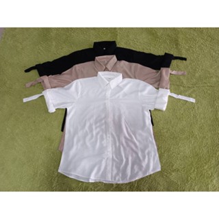 เสื้อเชิ้ตสาวอวบผ้าฝ้ายฟรีไซส์รอบอก46นิ้วความยาว27นิ้วชายโคร้ง