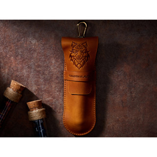 Dire Wolf RPG Single Potion Bag | Small Dice Bag | Tan Leather Bag With Dice Potion Flask Set | Dice | RPG |