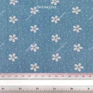 ผ้าคอตต้อน 100% ลายดอกห้าแฉก และจุด หน้ากว้าง 65 นิ้ว ผ้าเมต…