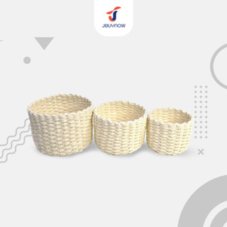 Rope basket set3pcs. ชุดตะกร้าเก็บของ 3 ชิ้น เชือกสาน