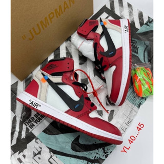 NlKE Air Jordan 1 Retro High Off white (size40-45)white red1190