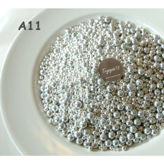 น้ำตาลตกแต่งเค้ก กินได้ 4,8 mm สีเงิน 30g/50g