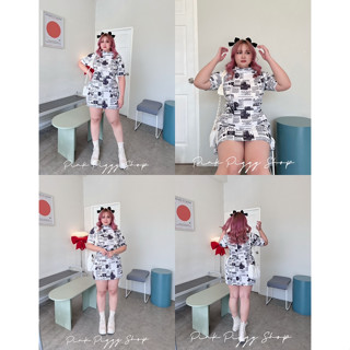 ชุดเซตเสื้อครอปแขนสั้น+กระโปรงเอวสูง น่ารักสไตล์คุณหนู เรียบแต่โก้ Hi-fashion เสื้อผ้าสาวอวบอ้วน แฟชั่นสาวอวบ ไซส์ใหญ่