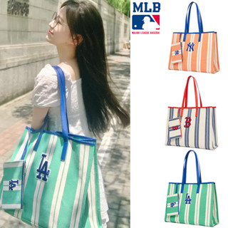 MLB NY Ethnic Stripe Jacquard Tote Bag กระเป๋าทรงโท้ทใบใหญ่พร้อมใบเล็กรุ่นใหม่ล่าสุด