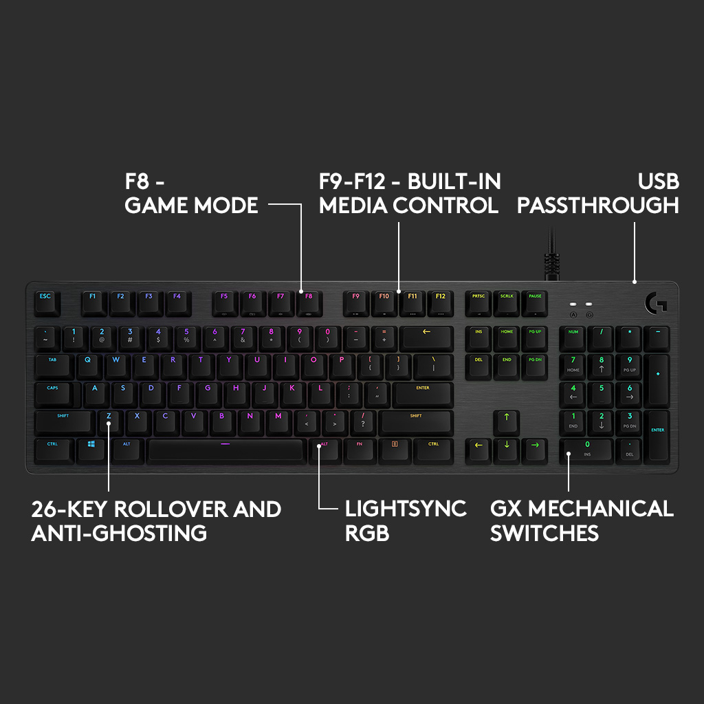 Logitech g512 tactile carbon mechanical gaming keyboard rgb gx brown