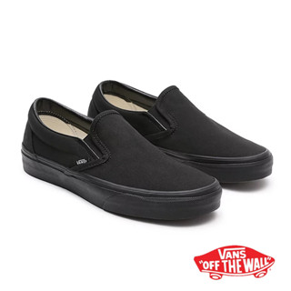 [ลิขสิทธิ์แท้] VANS Classic Slip-on - Black/Black รองเท้า แวนส์ สลิปออน ทรงสวม ขาวล้วน ได้ทั้งชายและหญิง