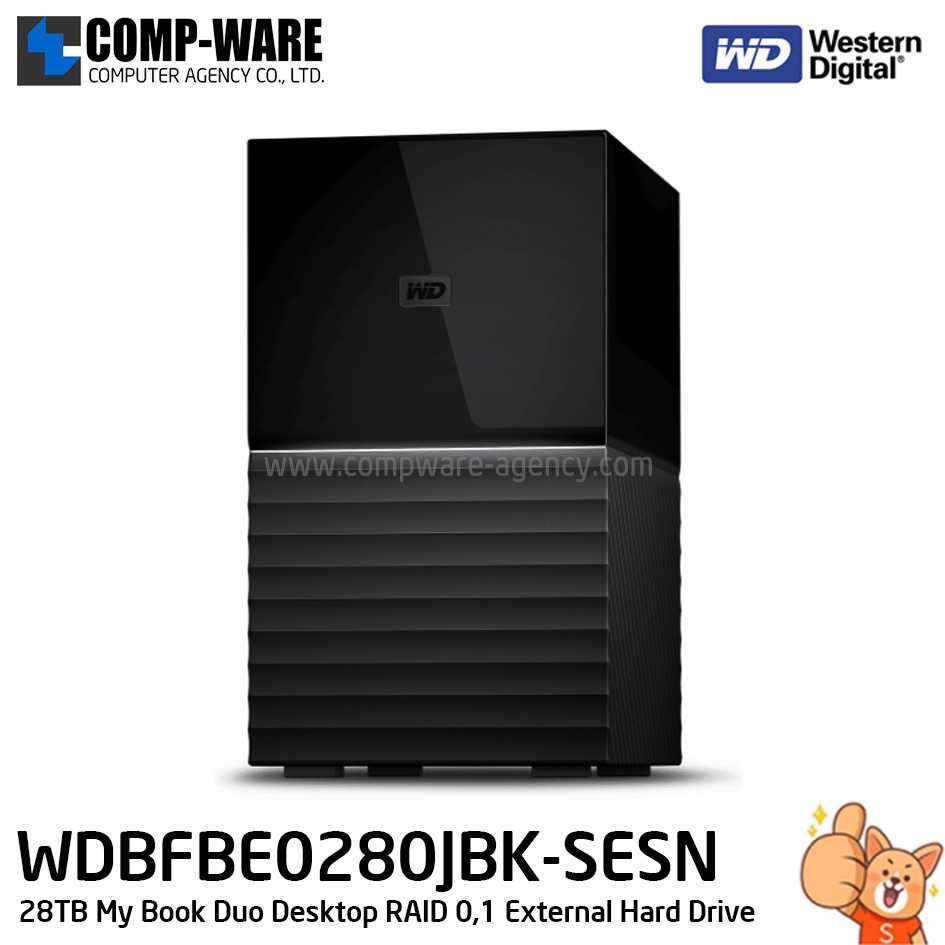 WD 28TB My Book Duo Desktop RAID 0,1 External Hard Drive - USB 3.1 - WDBFBE0280JBK-SESN รับประกัน 3ป