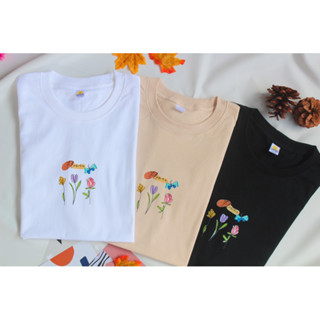 🌷 พร้อมส่ง 🌷 เสื้อยืดโอเวอร์ไซส์ สกรีนลาย “Flower” ผ้าคอตตอน 100% เสื้อOversize