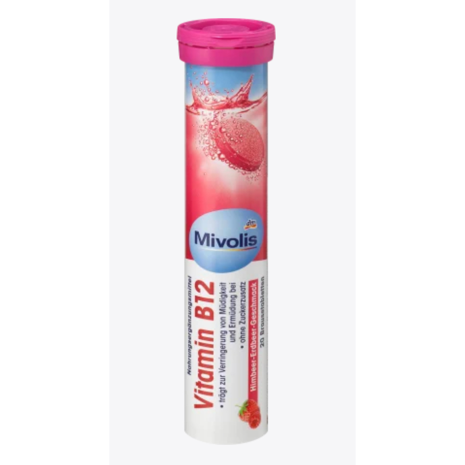Mivolis วิตามินบี 12 เม็ดฟู่ 20 ชิ้น Mivolis Vitamin B12 Effervescent Tablets 20 pieces