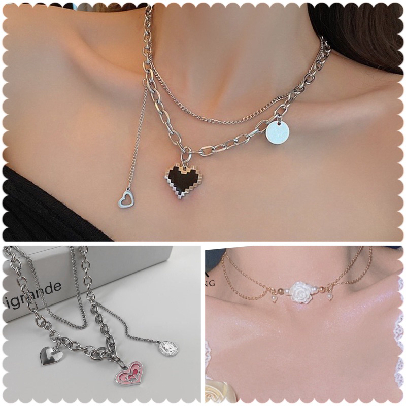 สร้อยคอสไตล์พั้งก์จี้หัวใจ พร้อมส่ง
