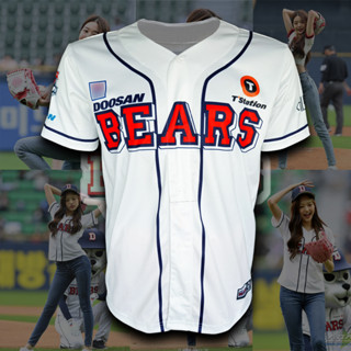 เสื้อเบสบอล ทีม Doosan Bears เสื้อทีม ดูซาน แบร์ส #BB0008 พิมพ์ทั้งตัว เพิ่มเบอร์ WON-YONG#4 ได้ ไซส์ S-XL