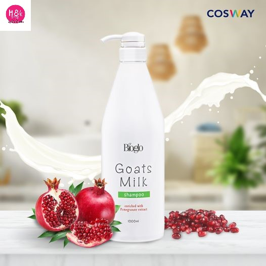 แชมพูสระผม โกทมิลค์ แชมพูนมแพะ 1,000 มล.ฺคอสเวย์ Bioglo Goats Milk Shampoo Premium organic hair fall