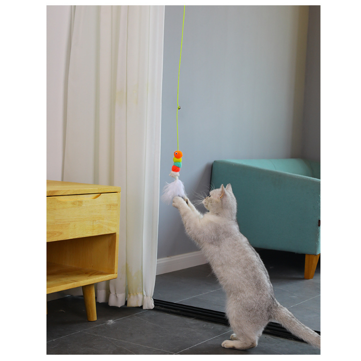 Ming ของเล่นแมวยืดได้ ไม้ตกแมวแบบแขวน  ไม้ล่อแมวสปริง สุ่มลาย พร้อมส่ง - รูปที่ 4