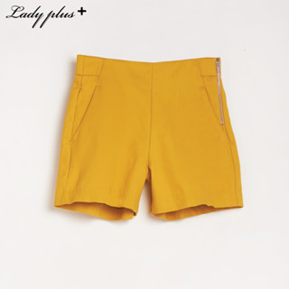 Lady Plus กางเกงขาสั้นเอวสูงซิปข้าง | Short Pants สีเหลือง