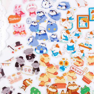 สติกเกอร์ซอง Hard Working 💪 สัตว์น้อยแสนขยัน 40 ชิ้น Cute Animal DIY Sticker Stickers Pocket สติ๊กเกอร์ ไดคัท mimisplan