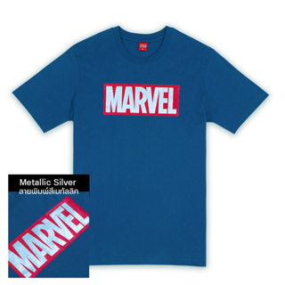 Marvel Men Metallic T-Shirt - เสื้อมาร์เวลผู้ชายพิมพ์ยาง เมทัลลิค ลายมาร์เวล  สินค้าลิขสิทธ์แท้100% characters studio