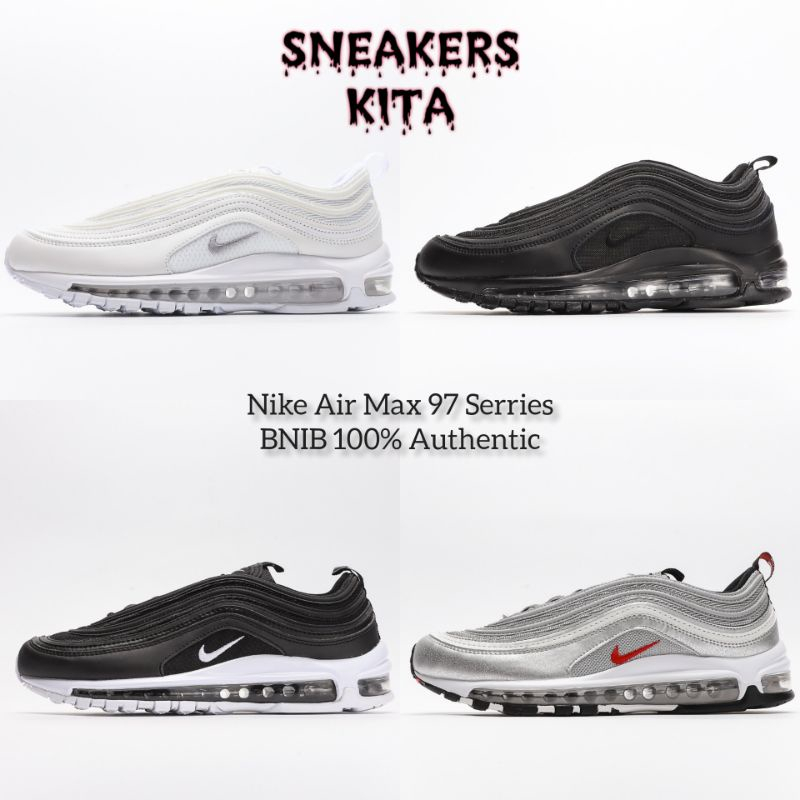 ของแท้ 100% Nike Air Max 97 Triple White Black Silver