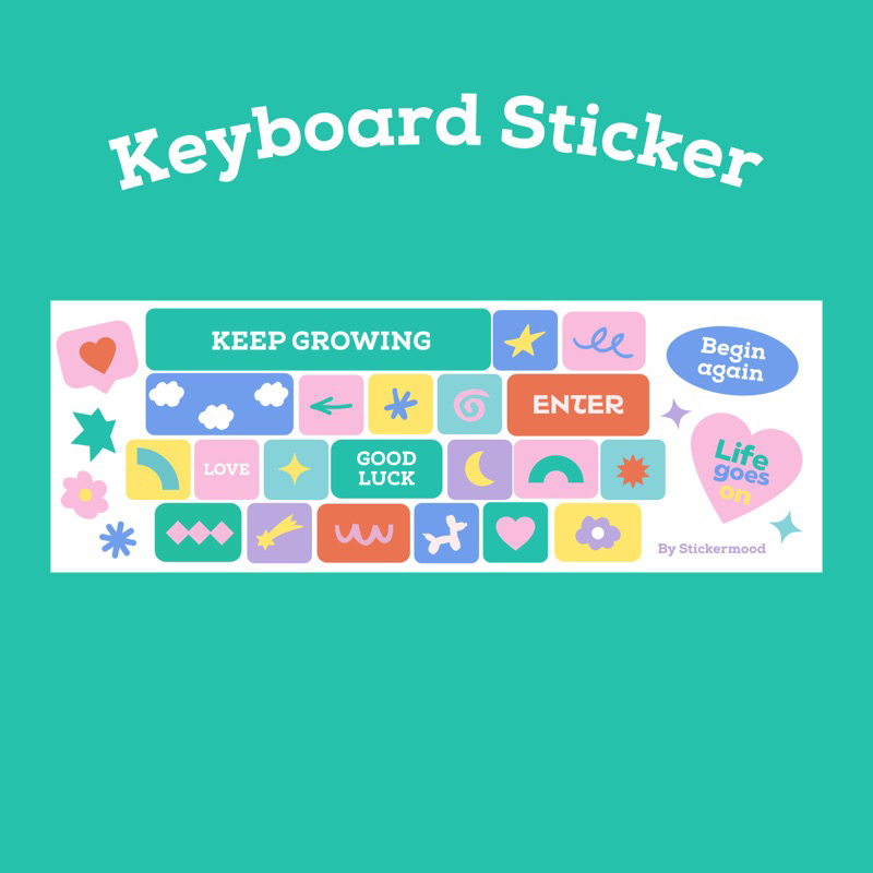 **ทักแชทขอโค้ด** สติกเกอร์แปะคีย์บอร์ด keyboard sticker ลาย Keep growing Balloon dog (SF_016)
