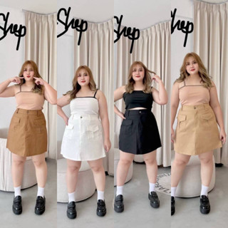 🔥Plussize🔥กระโปรงคนอ้วน🔥 M เอว30-42 สพ48 ยาว19      L เอว 36-48 สพ54 ยาว19