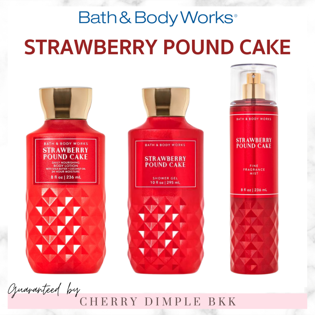 🍒ของแท้·ส่งไว·ถูก🍒BATH AND BODY WORKS กลิ่นฮิต "Strawberry Pound Cake" โลชั่น ครีมอาบน้ํา น้ำหอม เทียนหอม เจลล้างมือ