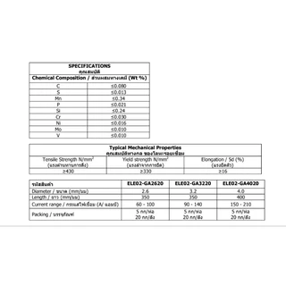 ลวดเชื่อมเหล็กกัลวาไนซ์และเหล็กเหนียวโคเวท-KV26 ขนาด 2.0mm.x300 mm.ลังละ20KG.และ2.6mm.×350mm. 3.2mm.×350mm.ลังละ20 kg.