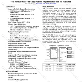 IC ชิปขยายเสียง แอมป์จิ๋ว ชิ้นส่วนอะไหล่ tpa3116 tda7498e tpa3255 tpa3221