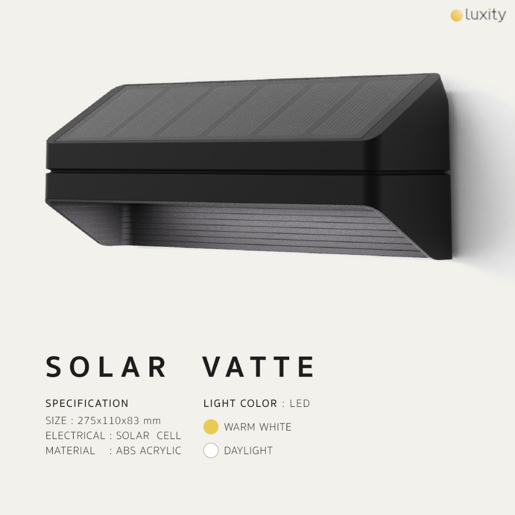 Solar Vatte - Wall light โคมไฟติดผนังภายนอกโซล่าร์เซลล์ LED ติดตั้งง่าย