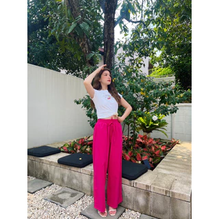 🌤️กางเกงผ้าฝ้าย | SUMMER PANTS ขายาว เอวสูง พรางหุ่น✨