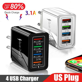 หัวชาร์จ USB 4 ช่อง 4 Port หัวชาร์จ หัวชาร์จมือถือ AUTO-ID Wall Charger 4 Ports，อแดปเตอร์ชาร์จ For All Phone