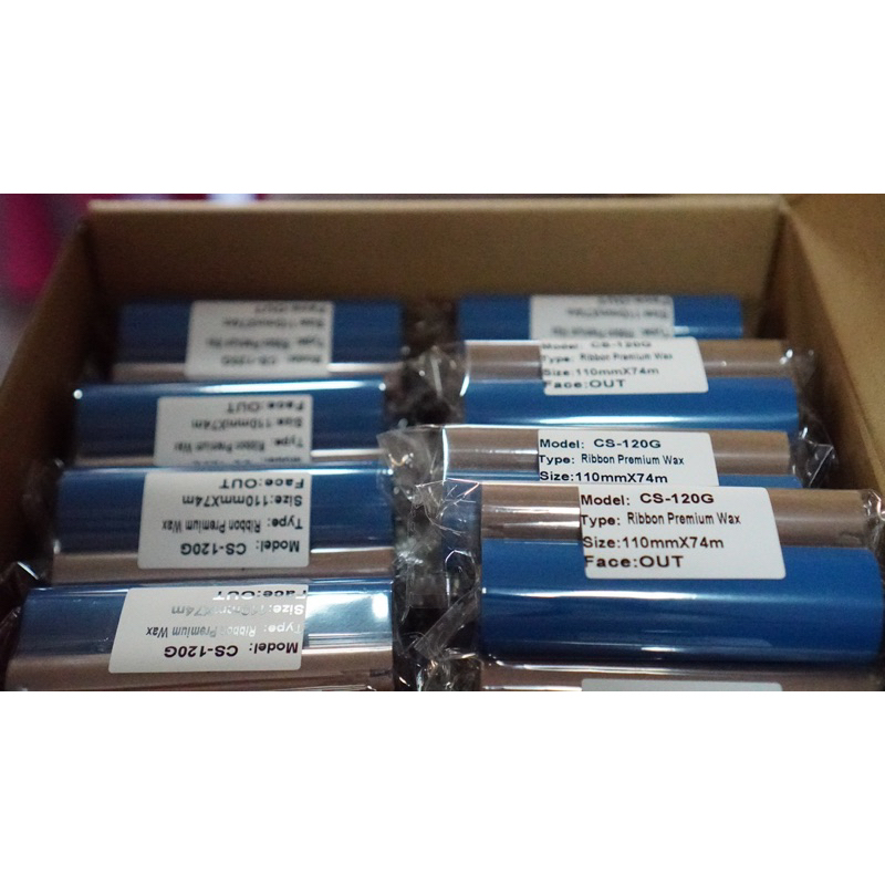 ผ้าหมึกริบบอน(Wax Ribbon) Size 110mm F/O แกน 0.5 นิ้ว  หมึกริบบอน ความยาว 74