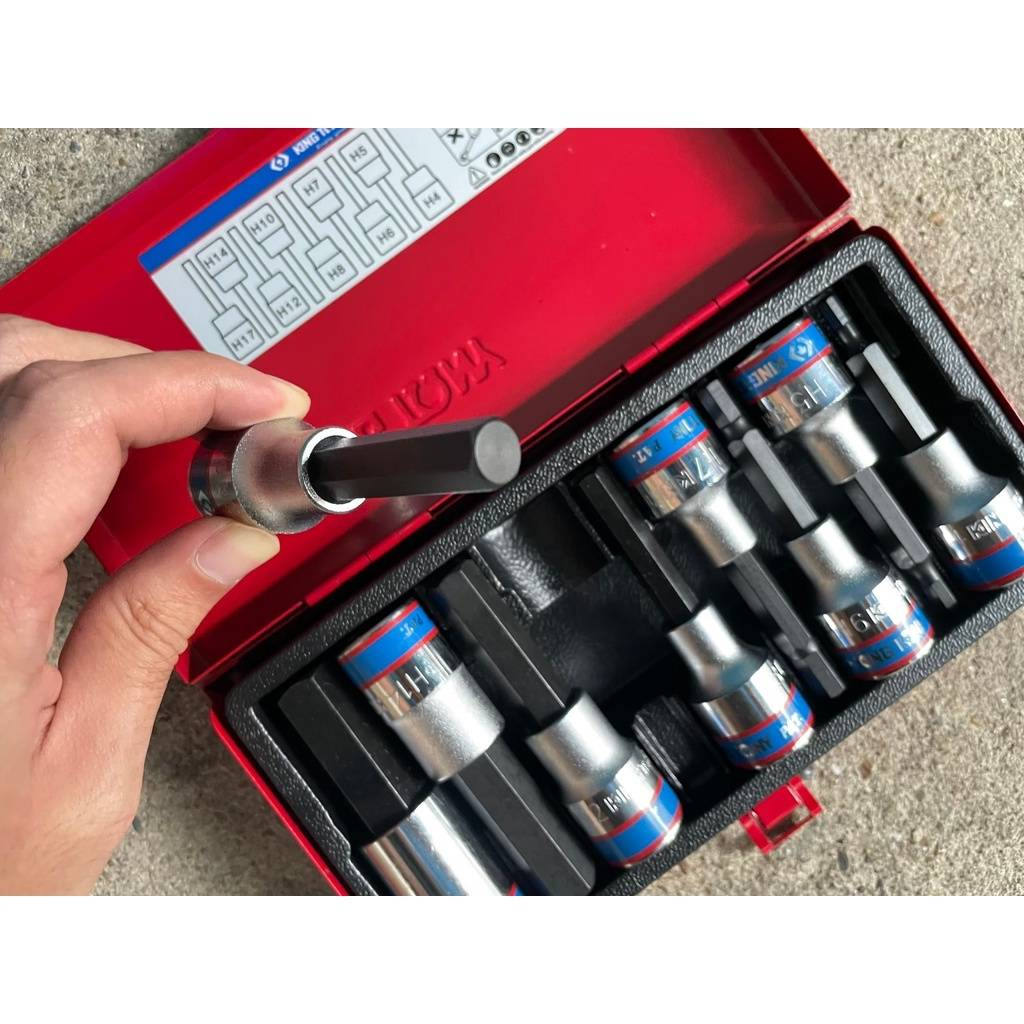 Kingtony ชุดลูกบล็อกเดือยโผล่ 6เหลี่ยม ลมดำ 9 ตัว/ชุด ลูกบล็อก ลูกบล็อกหกเหลี่ยม คิงโทนี่ รหัส 4120P