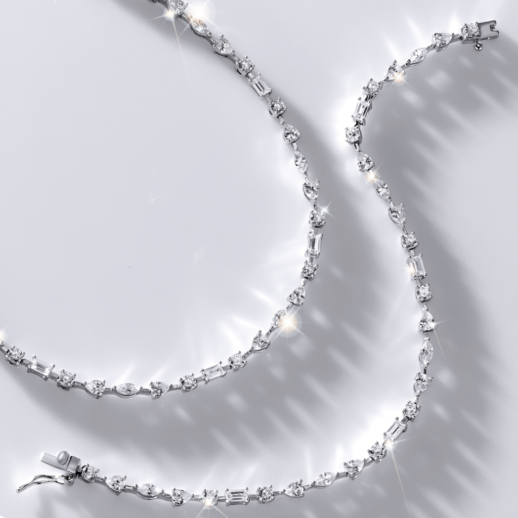 SWAN - Fancy Shape Bracelet สร้อยข้อมือเงินแท้ สร้อยเพชรรอบ เพชรทรงแฟนซี ฝังเพชรคิวบิกเซอร์โคเนีย