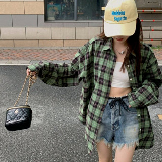 Shirt plaid ( LK2941 ) เสื้อเชิ้ตแขนยาวลายสก๊อต Freesize ทรงเบสิคใส่คลุมแมตช์หรือใส่เดี่ยวๆ เสื้อลำลองใส่เที่ยวผู้หญิง