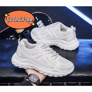 MARIAN รองเท้าผ้าใบผู้ชาย ดีไซน์โดนเด่น สุดฮิต สไตส์เกาาหลี NO.A0415 มี2สี ดำ ครีม พร้อมส่ง