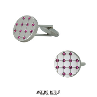 ANGELINO RUFOLO Cufflink(คัฟลิงค์) ดีไซน์ Chess Style กระดุมข้อมือคัฟลิ้งโรเดียมคุณภาพเยี่ยม สีเงิน