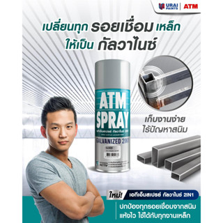 สีสเปรย์กัลวาไนซ์  ยกลัง 12 กระป๋อง (Galvanized 2 IN 1) ATM G300 ราคายกลัง 12 กระป๋อง