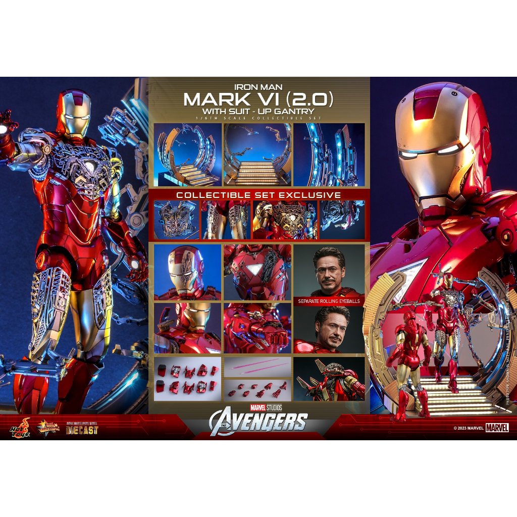 ⏰ [ PRE ORDER ] ⏰ Hot Toys MMS688D53 1/6 The Avengers - Iron Man Mark VI (2.0) with Suit-Up Gantry