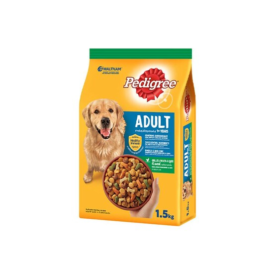 Pedigree อาหารสุนัขสูตรสุนัขโต รสไก่และตับย่าง 1.5kg.