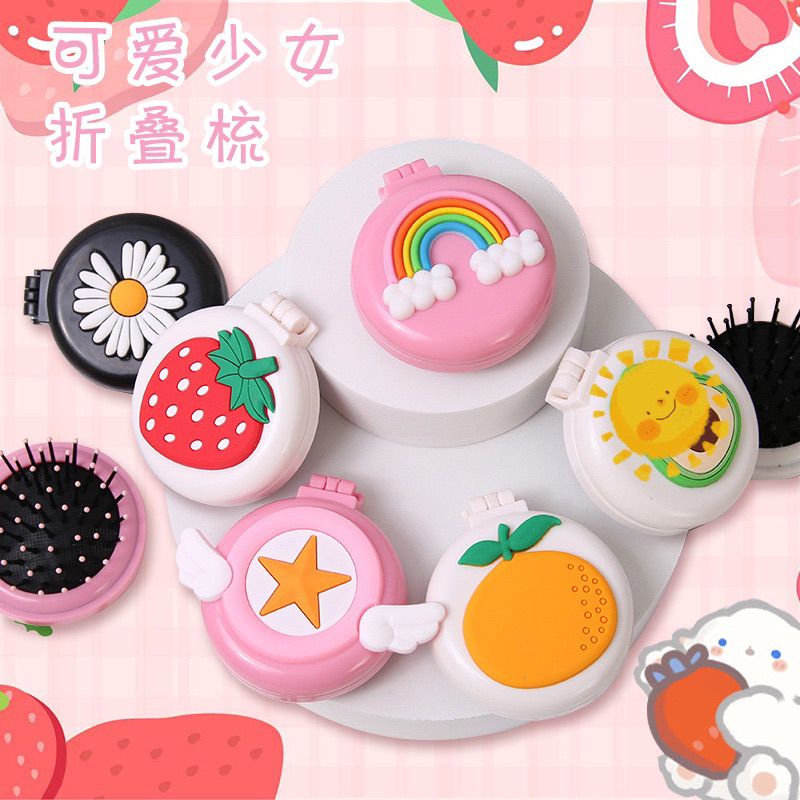 ร้านไทย หวีพกพามินิ พร้อมส่ง กระจกแต่งหน้า ลายการ์ตูน