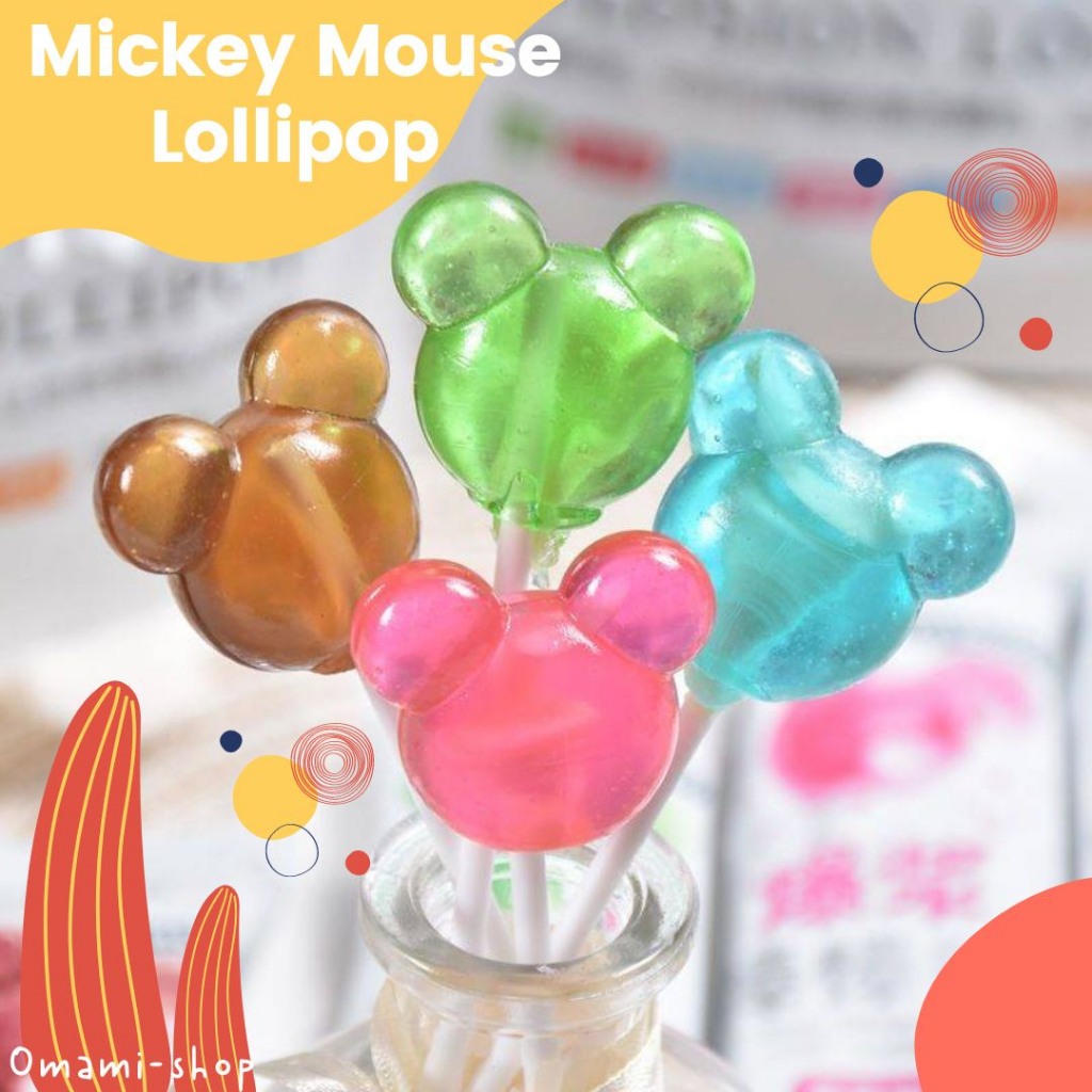 New อมยิ้มสอดไส้ Mickey Lolipop อมยิ้มผลไม้ 1แท่ง/10g. มี4รสชาติ ลูกอมสอดไส้ อมยิ้มมิกกี้เมาส์