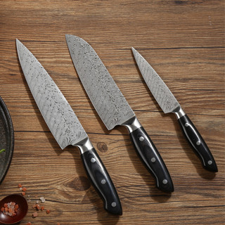 Japanese knives Chef knife Santoku knife Paring knife มีดทำครัว มีดญีปุ่นใบมีดลายเลเซอร์ดามัสกัส ด้ามไม้แท้ สินค้าคุณภาพ