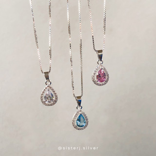 Sister J. water drop - double diamond pendan จี้หยดน้ำเพชรล้อมเพชร จี้เงินแท้ (เฉพาะจี้) /silver925