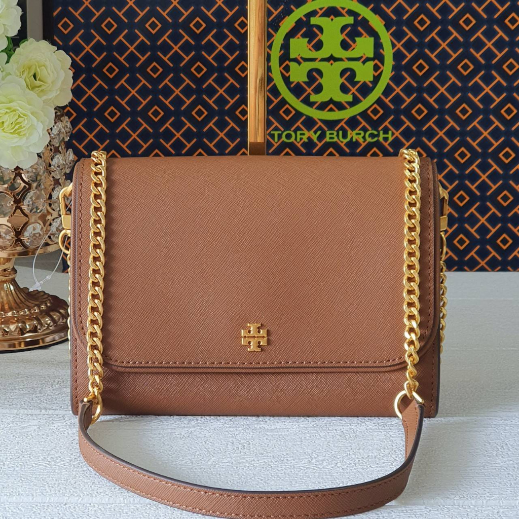MeBrandOutlet Tory Burch 136093 Emerson Saffiano Chain Wallet Clutch Crossbody Purse Bag ครอสบอดี้หน