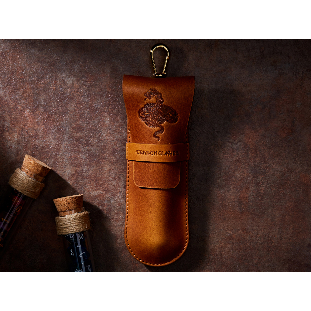 Basilisk RPG Single Potion Bag | Small Dice Bag | Tan Leather Bag With Dice Potion Flask Set | Dice 