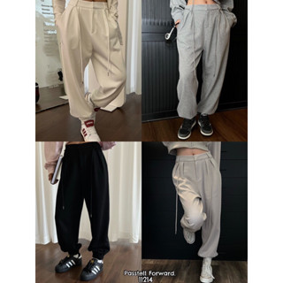 🇰🇷New🇰🇷  Korea joggers pants  กางเกงจั้มปลายขา ผ้าวอมยืดใส่สบายๆ ดีเทลมีเชือกตามแบบแยกมาให้