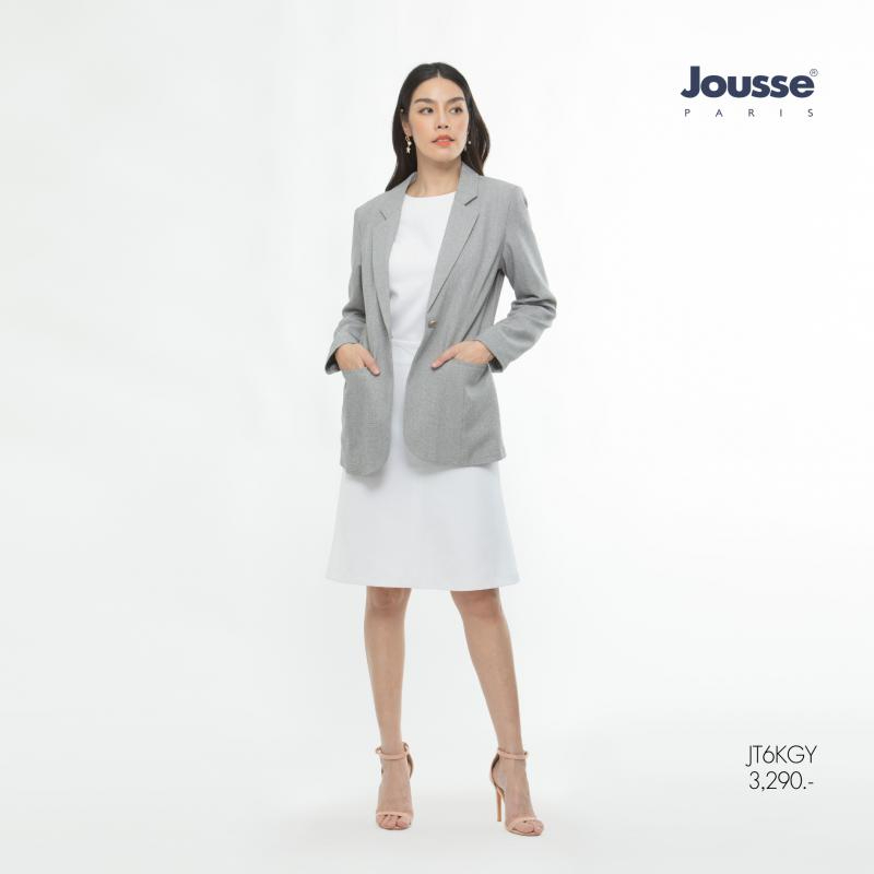 Jousse Jacket เสื้อแจ็คเก็ตทรงสูท สีเทาเข้ม ทรงโอเวอร์ไซส์ ตัวยาวคลุมสะโพก เสื้อสูทผู้หญิง เบลเซอร์  เสื้อคลุม (JT6KGY)