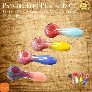 Psychedelic Pipe 4 Inch Pink - Light Blue / Pink - Yellow / Pink - Blue / Pink - Red